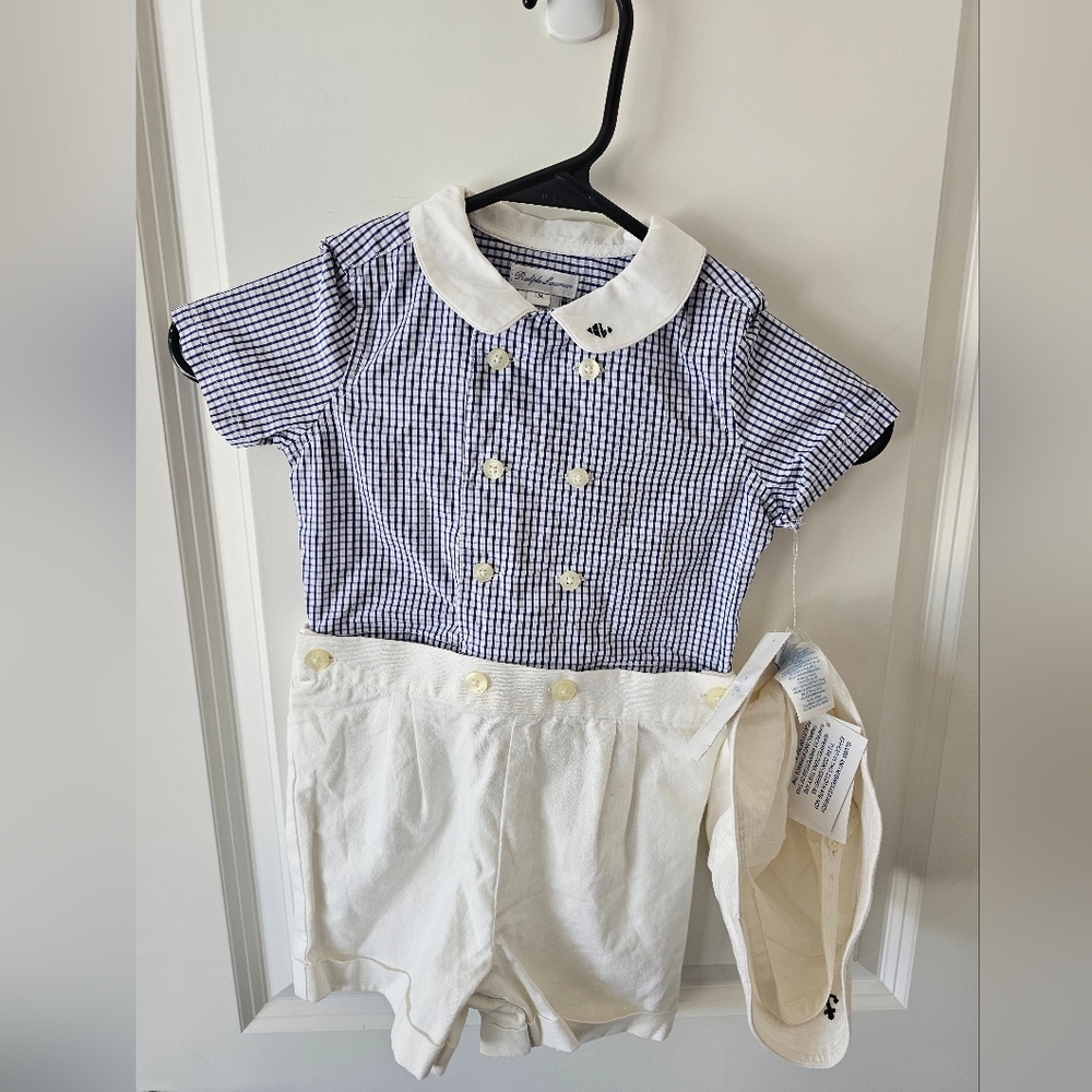 Ralph Lauren White and Blue Baby Set
